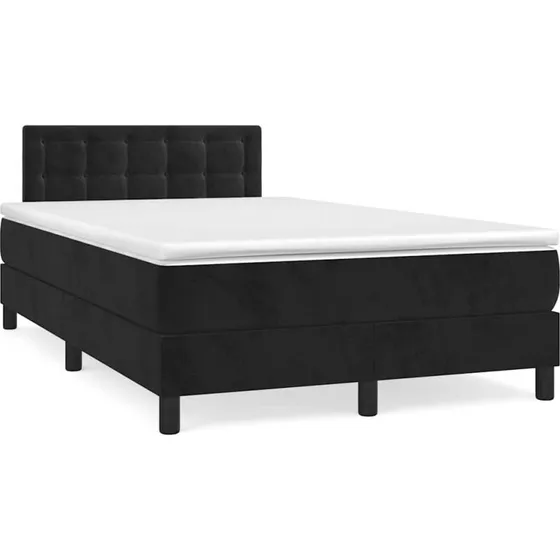 Kontinentalseng 120x190 cm i sort velour med LED-lys