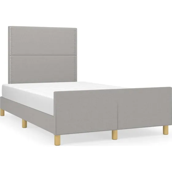 Sengeramme 120x190 cm stof med sengegavl - lysegrå