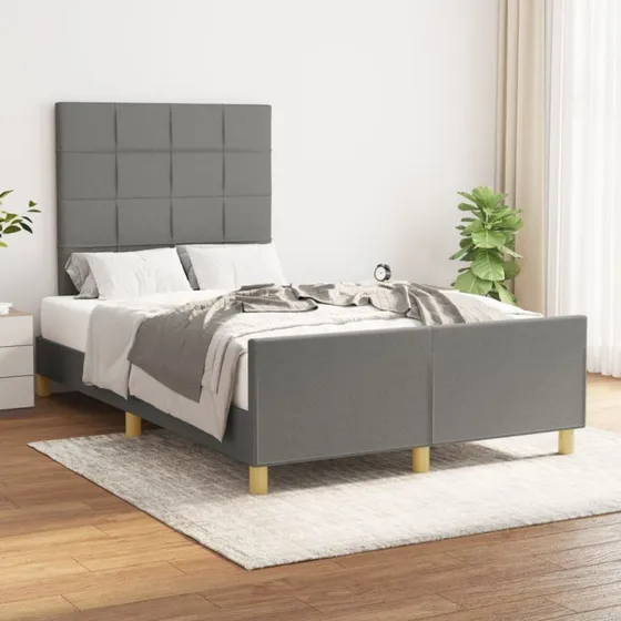 Sengeramme i stof 120x190 cm enkeltseng mørkegrå