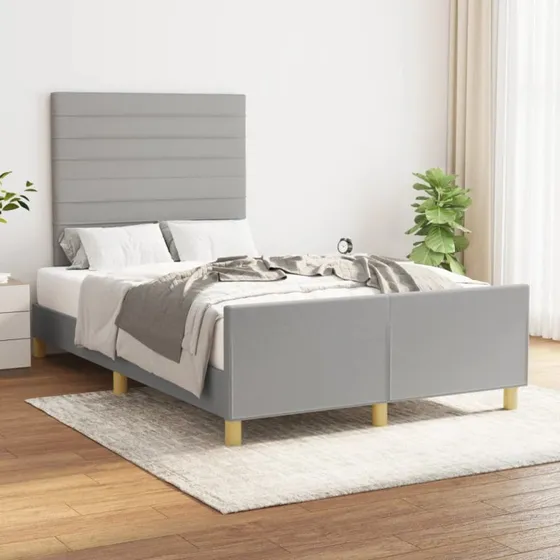 Sengeramme 120x190 cm i stof med sengegavl – lysegrå