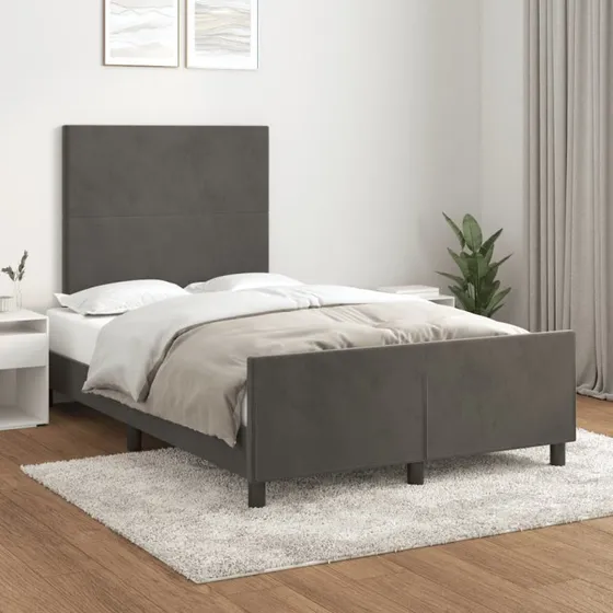 Sengeramme 120x190 cm i fløjl mørkegrå – uden madras