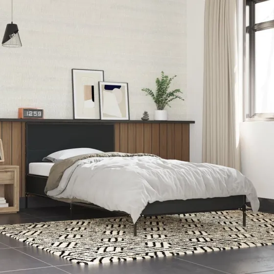 Sengeramme 90x200 cm i konstrueret træ og metal – Sort