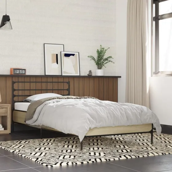 Sengeramme 90x190 cm i sonoma-eg med metalben