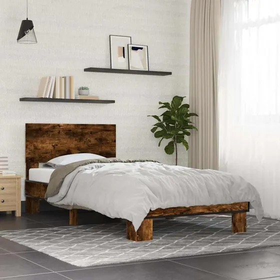 Sengeramme 75x190 cm i røget eg – træ og metal