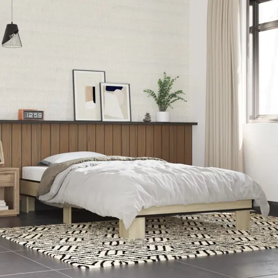Sengeramme 75x190 cm i sonoma-eg – træ & metal