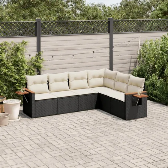 Sofasæt til haven 6 dele i sort polyrattan