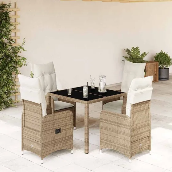 Bistrost 5 dele i beige polyrattan med hynder
