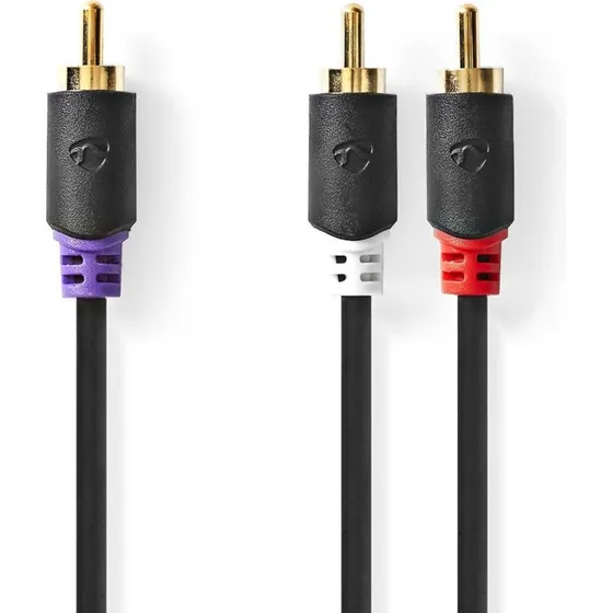 Nedis Subwooferkabel RCA 3,0 m – Antracit, forgyldet