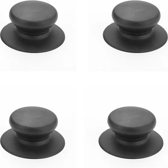 INF Sæt med 4 erstatningshåndtag til grydelåg, sort (6/4,4/3 cm)