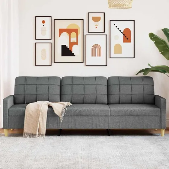 3-personers sofa 210 cm stof mrkegr