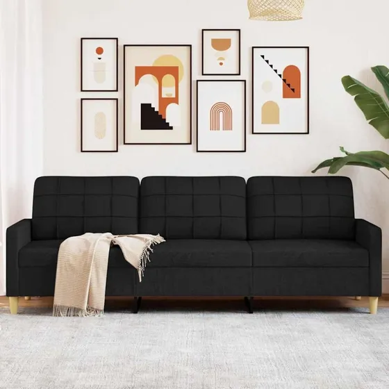 3-personers sofa 210 cm i sort stof
