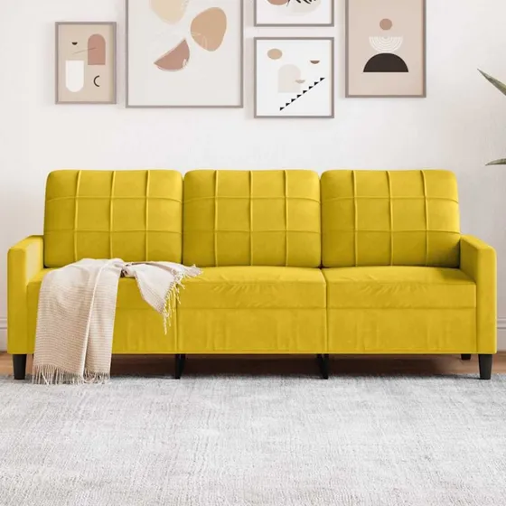 3-personers veloursofa 180 cm - Gul