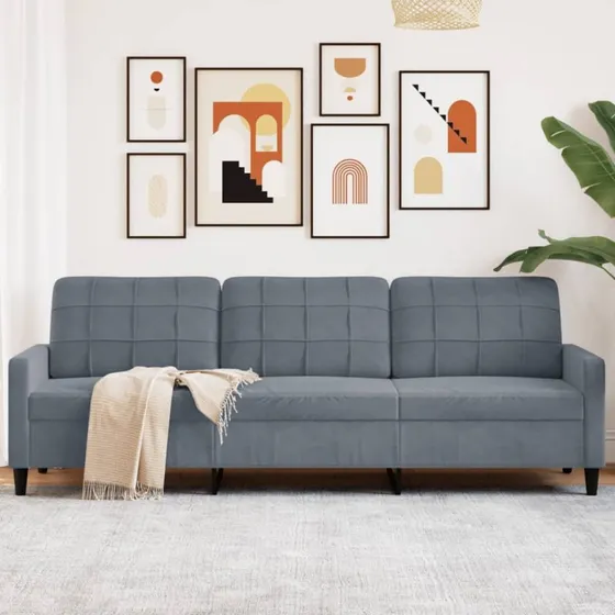 3-personers sofa 210 cm i fljl - mrkegr