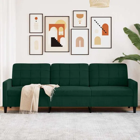 3-personers sofa 210 cm i mrkegrn fljl