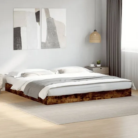 Sengestel 180x200 cm i konstrueret træ – røget eg