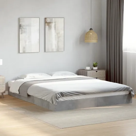 Sengestel 160x200 cm i konstrueret træ - betongrå