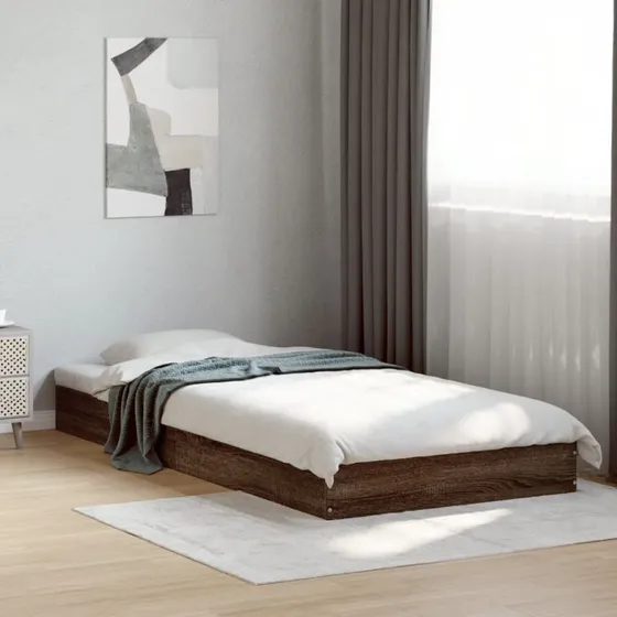 Sengeramme 75x190 cm i konstrueret træ – brun eg