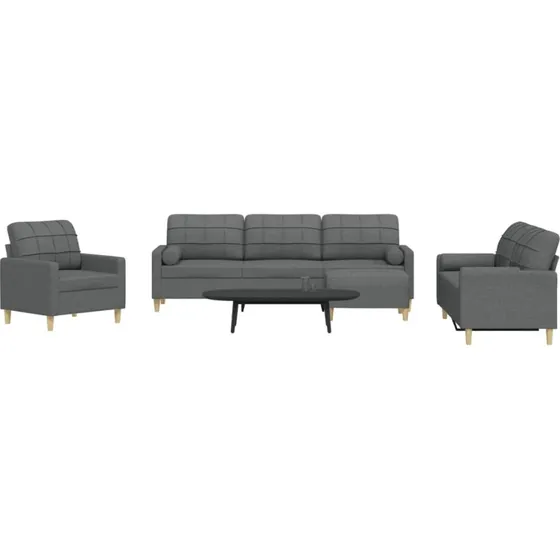 Sofasæt 4 dele med fodskammel og pyntepuder, lysegrå