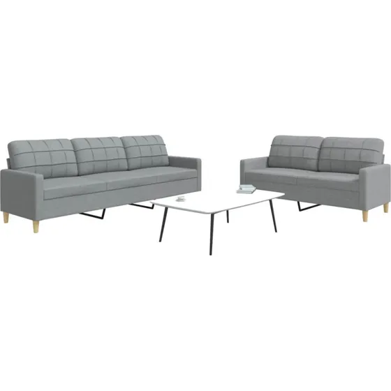 Sofast 2 dele i lysegrt stof