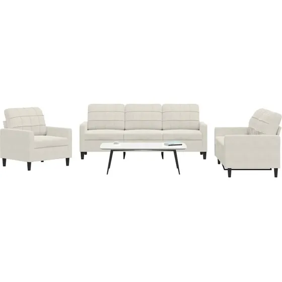3-personers sofasæt i creme velour med hynder