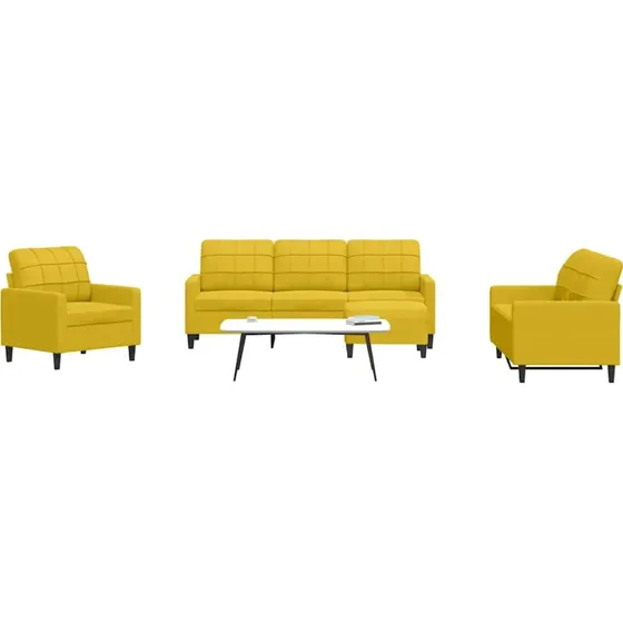 Sofasæt 4 dele i gul velour med hynder