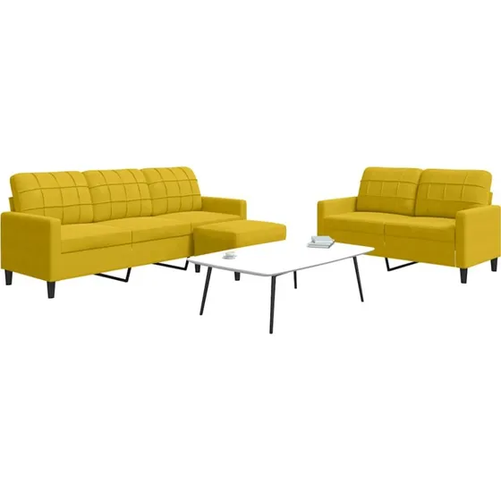 Sofasæt 3 dele i gul velour med hynder