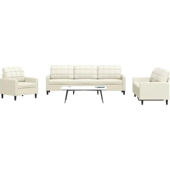Sofasæt 4 dele i velour med hynder – creme