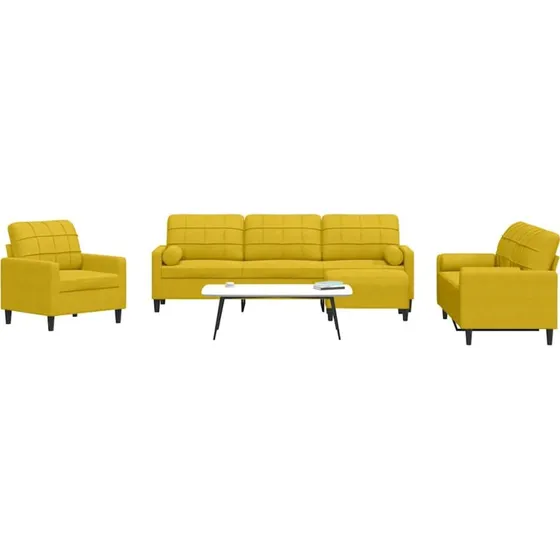 Sofasæt 4 dele i velour med hynder og bolster – Gul