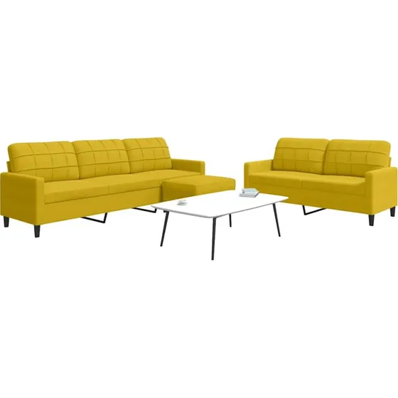Sofasæt 3 dele i gul velour med hynder