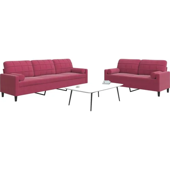 Sofast 2 dele i velour vinrd med hynder