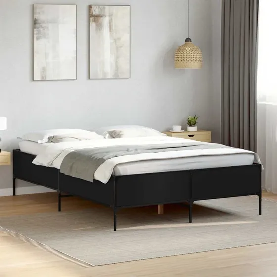 Sengestel 120x200 cm i konstrueret træ og metal – sort
