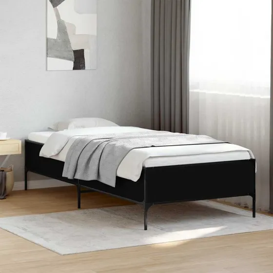 Sengeramme 90x200 cm i konstrueret træ og metal – sort