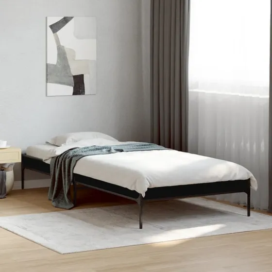 Sengeramme 90x200 cm i konstrueret træ og metal - Sort