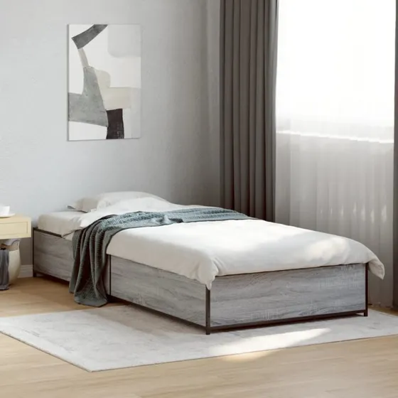 Sengeramme 75x190 cm i konstrueret træ og metal – Sonoma-eg