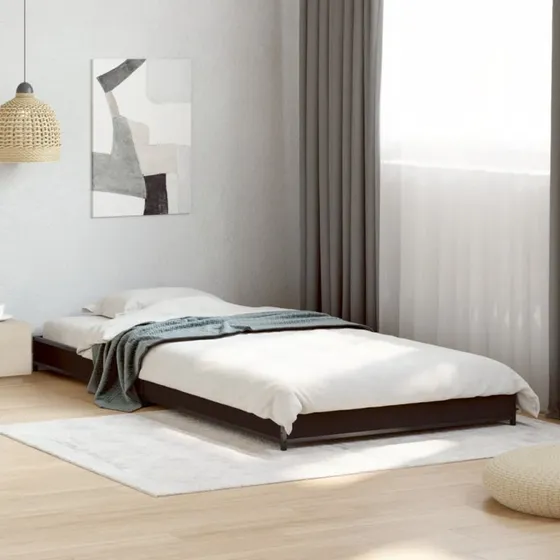 Sengeramme 90x190 cm i konstrueret træ og sort metal