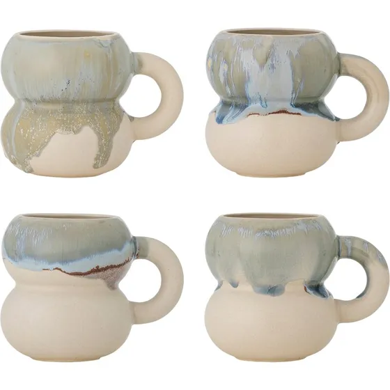 Bloomingville Luna kopper, sæt 4 stk. – blå reaktiv glasur