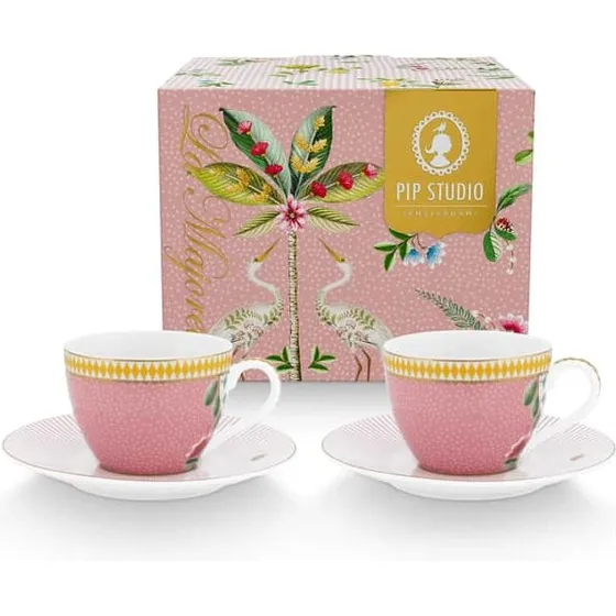 La Majorelle Kop – 2 stk. porcelæn med farver og gulddetaljer