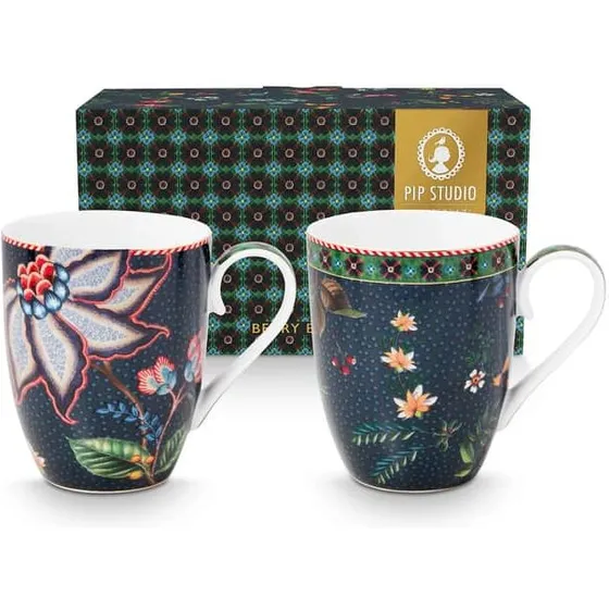 Pip Studio Berry Blues krus 2 stk. - blød-paste porcelæn