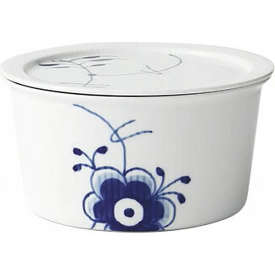 Royal Copenhagen Blå Mega Riflet skål med låg, 100 cl