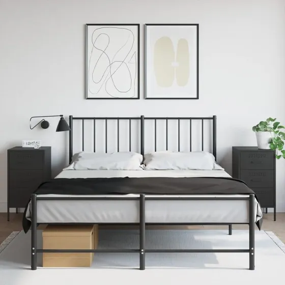 Sengeborde sæt 2 stk 36x39x68 cm - Sort stål