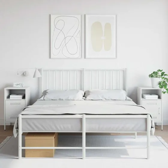 Sengeborde 2 stk. 36×39×68 cm hvidt stål