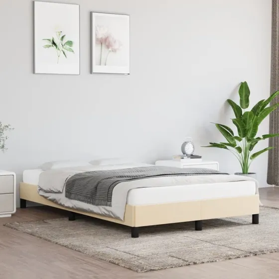Sengeramme 120x190 cm i creme stof – uden madras