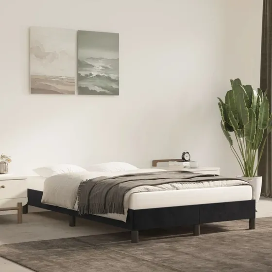 Sengeramme 120x190 cm fløjl – sort enkeltseng uden madras