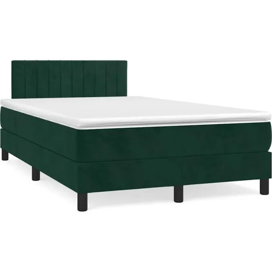 Kontinentalseng 120x190 cm i mørkegrøn velour med madras
