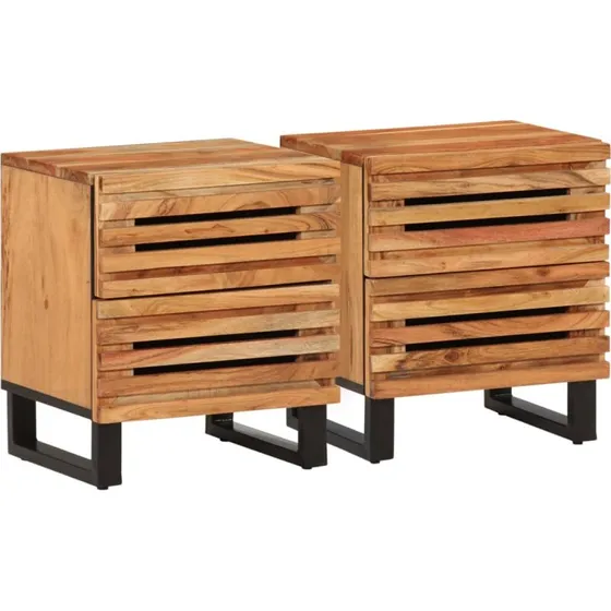 Sengeborde 2 stk. i massivt akacietræ 40x34x46 cm