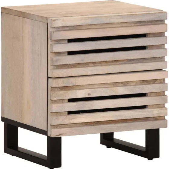 Sengebord i massivt bleget mangotræ 40x34x46 cm