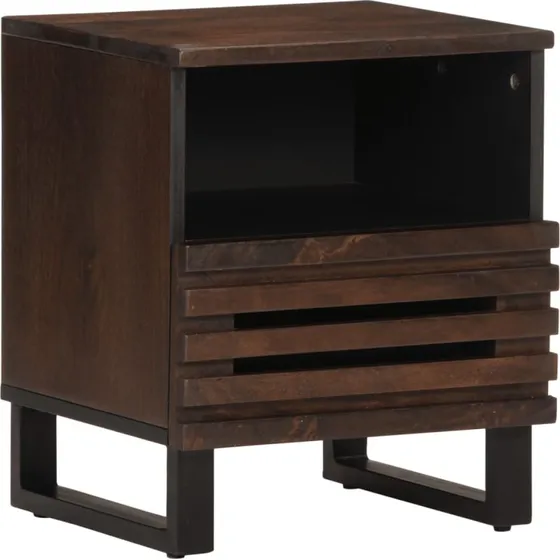 Sengebord i massivt mangotræ 40x34x46 cm – industrielt