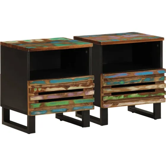 Sengeborde 2 stk. 40x34x46 cm i massivt genbrugstræ