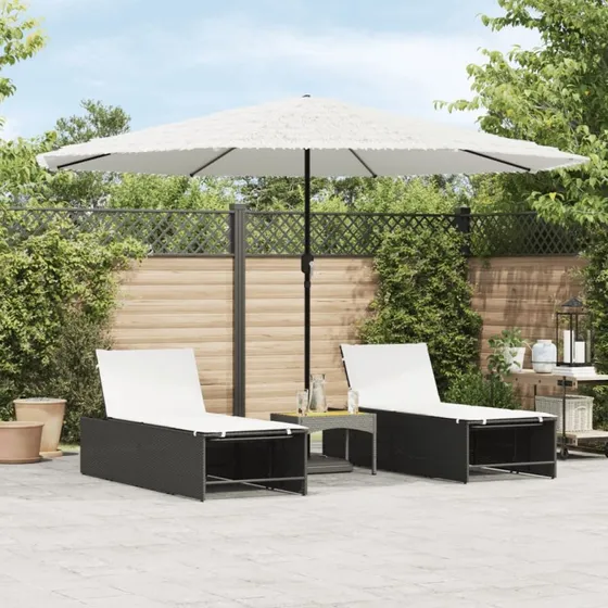 Haveparasol 388x388 cm med stlstang  hvid