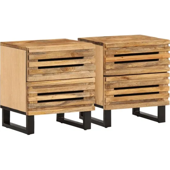 Sengeborde i massivt mangotræ 2 stk. 40x34x46 cm